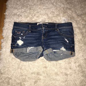 Hollister dark wash low/mid-rise short shorts